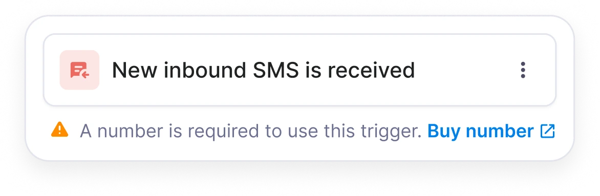 Trigger card warning that an SMS number is required.